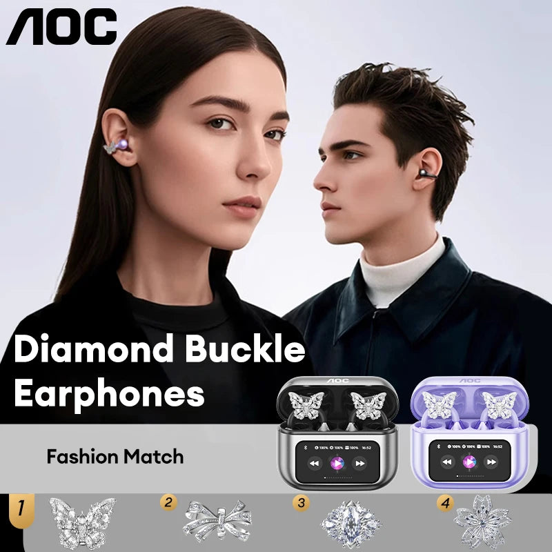 RotaDados AirClip S35 — Fones Open-Ear com Ecrã Tátil