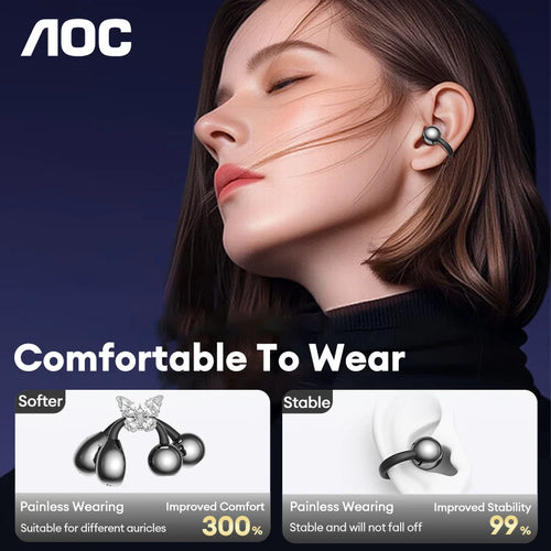 RotaDados AirClip S35 — Fones Open-Ear com Ecrã Tátil