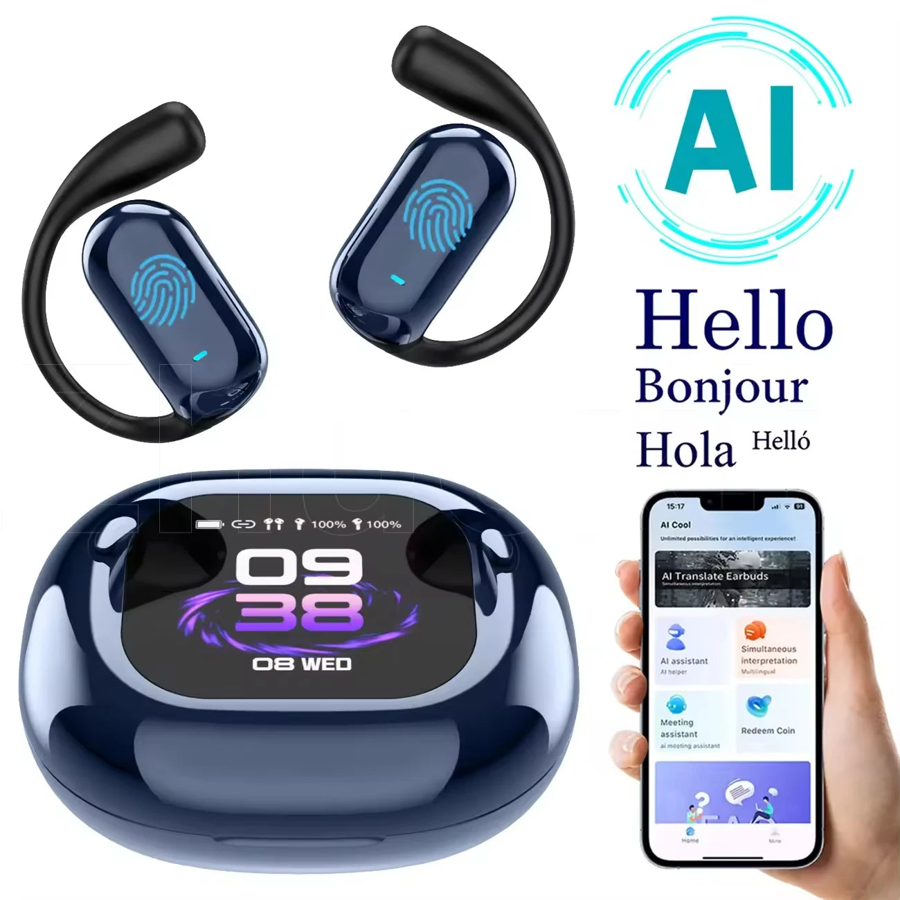 RotaDados Translate Q16 — Fones Tradutores Open-Ear