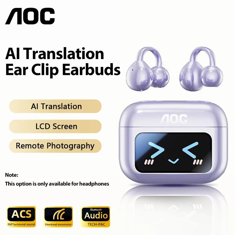 RotaDados AirClip S35 — Fones Open-Ear com Ecrã Tátil