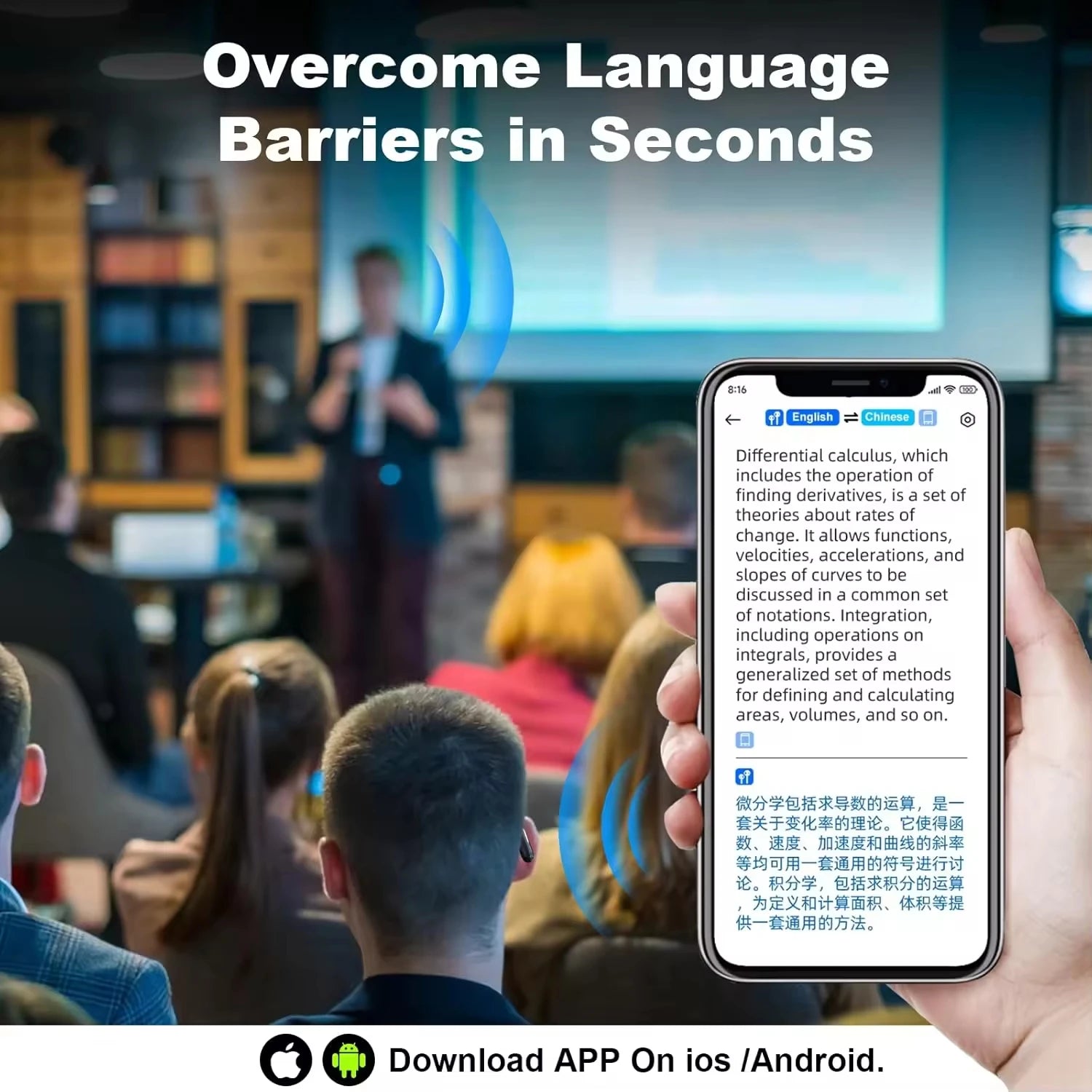 RotaDados Translate Q16 — Fones Tradutores Open-Ear
