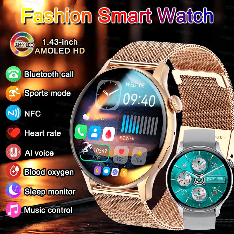 RotaDados Aura Fit — Smartwatch AMOLED com Assistente de Voz