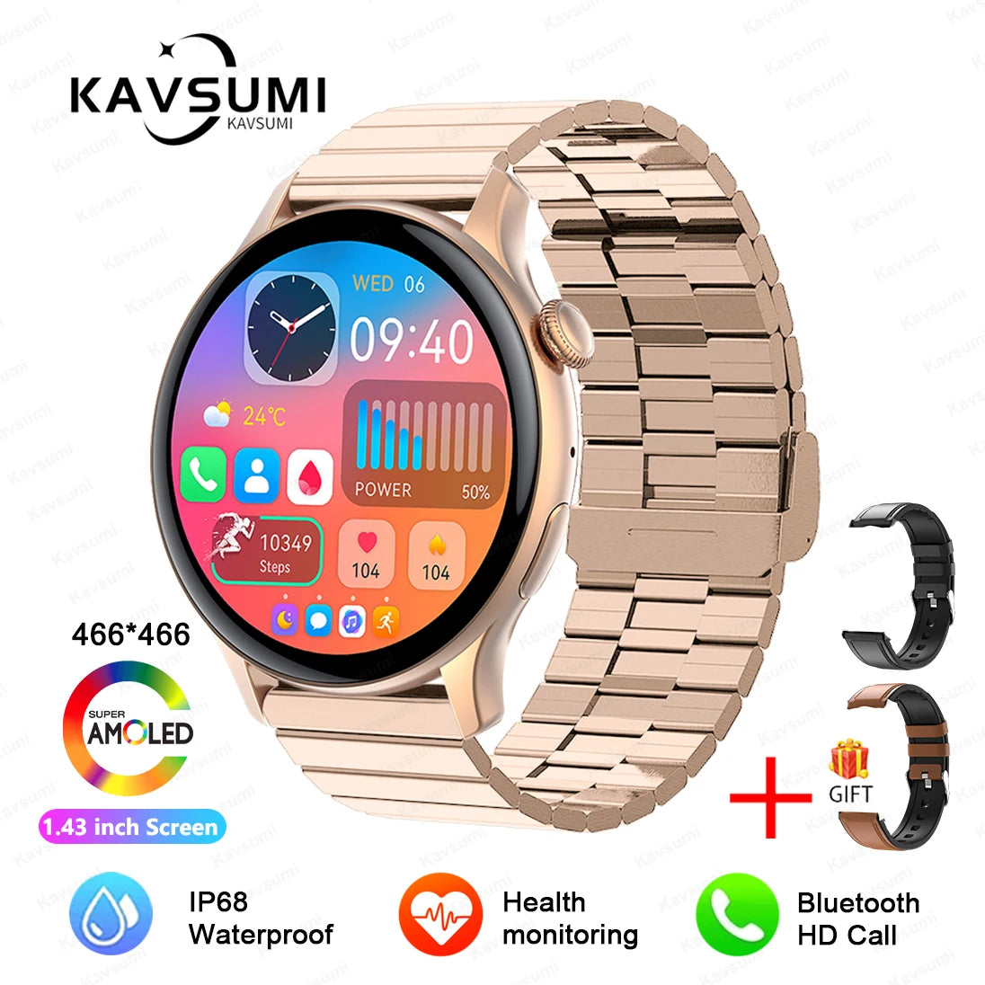 RotaDados Aura Fit — Smartwatch AMOLED com Assistente de Voz