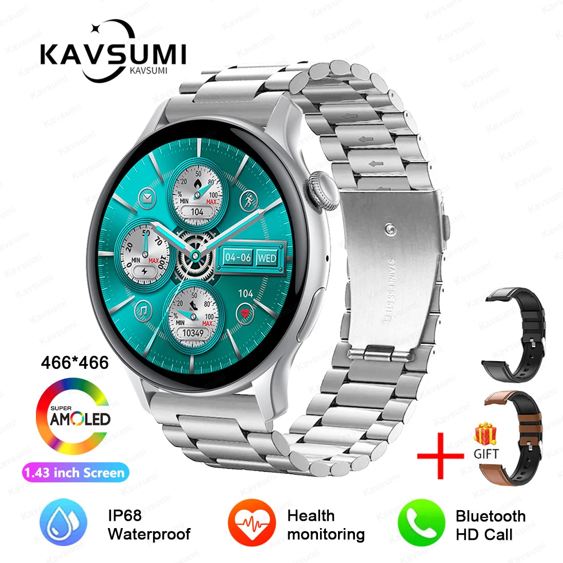 RotaDados Aura Fit — Smartwatch AMOLED com Assistente de Voz