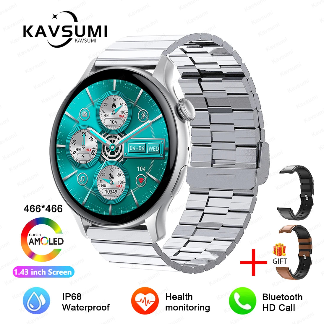 RotaDados Aura Fit — Smartwatch AMOLED com Assistente de Voz