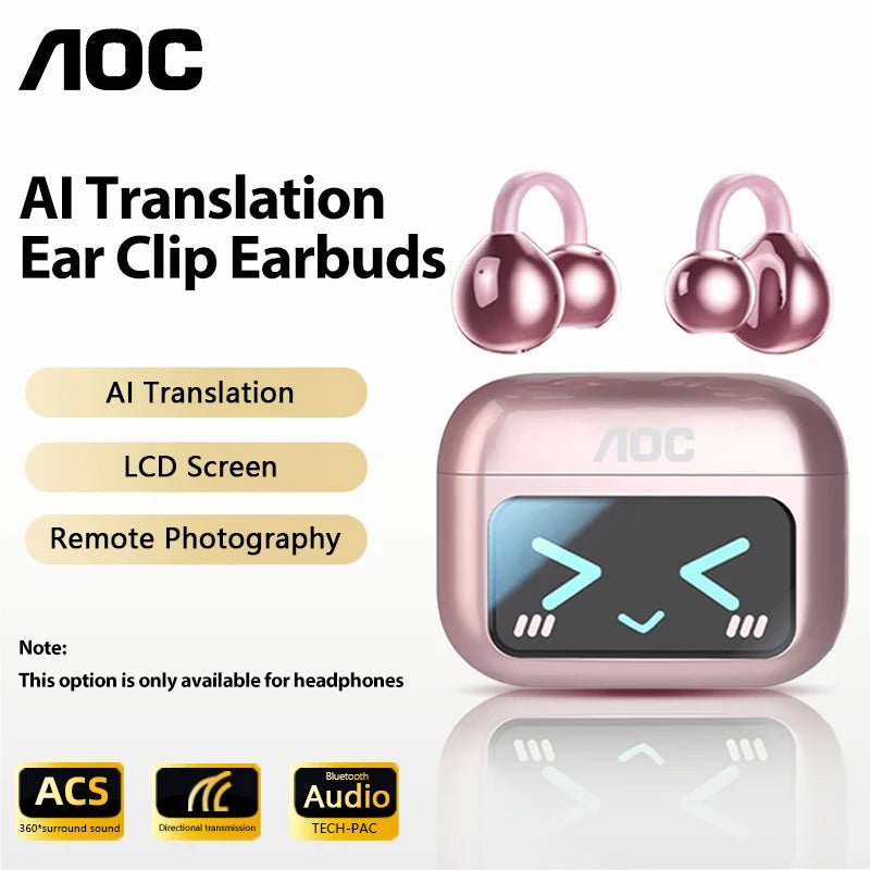 RotaDados AirClip S35 — Fones Open-Ear com Ecrã Tátil
