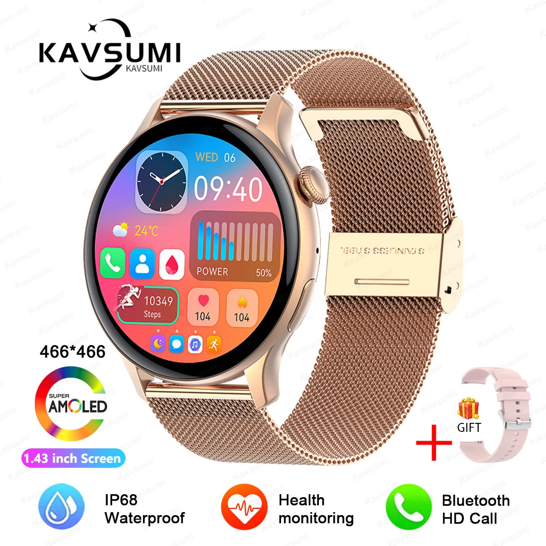 RotaDados Aura Fit — Smartwatch AMOLED com Assistente de Voz